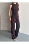 Modal Pike Büzgülü İnce Pantolon Ve T-Shirt Takım