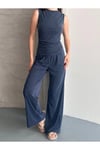 Modal Pike Büzgülü İnce Pantolon Ve T-Shirt Takım
