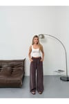 TENSEL KUMAŞ ÇİMA DETAYLI BOL PAÇA PANTOLON