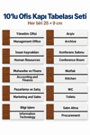 10'Lu Ofis&İdari Alanlar Oda Kapı İsimliği Yönlendirme Tabelası Levhası Seti 25x9cm