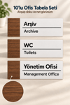 10'Lu Ofis&İdari Alanlar Oda Kapı İsimliği Yönlendirme Tabelası Levhası Seti 25x9cm