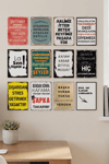 12 'Li Set Karışık Yazılı MDF Poster Duvar Tablosu Dekoratif 15x20 Cm Poster Seti