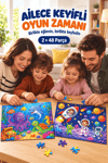 2'li 48 Parça Denizaltı ve Uzay Temalı Puzzle Seti Çocuk Eğitici Yapboz Oyunu Seti 27,5x19,5 Cm