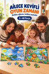 2'li 48 Parça Hava Durumu ve Orman Temalı Puzzle Seti Çocuk Eğitici Yapboz Oyunu Seti 27,5x19,5 Cm