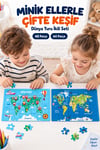 2'li 48+64 Parça Dünya Turu Farklı Temalı Puzzle Seti 27,5x19,5 cm Çocuk Eğitici Yapboz Oyunu