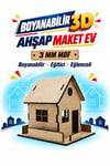 3D Boyanabilir Ahşap Ev Maketi Kendin Yap Eğitici Oyuncak