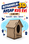3D Boyanabilir Ahşap Kuş Evi Maketi Kendin Yap Eğitici Oyuncak