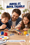 3D Boyanabilir Ahşap Savaş Uçağı Maketi Kendin Yap Eğitici Oyuncak