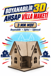 3D Boyanabilir Ahşap Villa Maketi Kendin Yap Eğitici Oyuncak