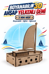 3D Boyanabilir Ahşap Yelkenli Gemi Maketi Kendin Yap Eğitici Oyuncak