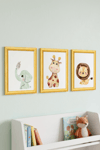 3'Lü Ahşap Bohem Renkli Safari Tasarımlı Çocuk ve Bebek Odası Çerçevesiz Poster Seti 15x2o cm