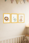 3'Lü Ahşap Bohem Renkli Safari Tasarımlı Çocuk ve Bebek Odası Çerçevesiz Poster Seti 20x30 cm
