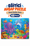 48 Parça Deniz Dostları Temalı Puzzle Çocuk Eğitici Yapboz Oyunu 27,5x19,5 Cm