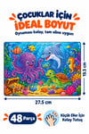 48 Parça Deniz Dostları Temalı Puzzle Çocuk Eğitici Yapboz Oyunu 27,5x19,5 Cm