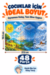 48 Parça Dört Mevsim Temalı Puzzle Çocuk Eğitici Yapboz Oyunu 27,5x19,5 Cm