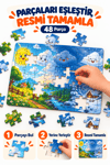 48 Parça Dört Mevsim Temalı Puzzle Çocuk Eğitici Yapboz Oyunu 27,5x19,5 Cm