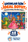48 Parça Masal Şatosu Temalı Puzzle Çocuk Eğitici Yapboz Oyunu 27,5x19,5 Cm
