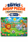 48 Parça Neşeli Futbolcular Temalı Puzzle Çocuk Eğitici Yapboz Oyunu 27,5x19,5 Cm