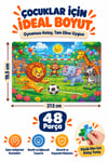 48 Parça Neşeli Futbolcular Temalı Puzzle Çocuk Eğitici Yapboz Oyunu 27,5x19,5 Cm