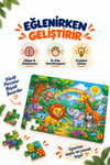 48 Parça Orman Hayvanları Temalı Puzzle Çocuk Eğitici Yapboz Oyunu 27,5x19,5 Cm