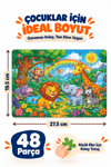 48 Parça Orman Hayvanları Temalı Puzzle Çocuk Eğitici Yapboz Oyunu 27,5x19,5 Cm