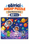 48 Parça Uzay Macerası Temalı Puzzle Çocuk Eğitici Yapboz Oyunu 27,5x19,5 Cm