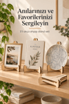 5'Li Büyük Boy Akça Ahşap Çerçeve Tabak Kitap Fotoğraf Çerçevesi Standı Sergi Seti 15 Cm