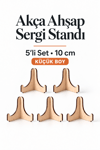 5'Li Küçük Boy Akça Ahşap Çerçeve Tabak Kitap Fotoğraf Çerçevesi Standı Sergi Seti 10 Cm