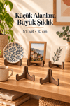5'Li Küçük Boy Ceviz Ahşap Çerçeve Tabak Kitap Fotoğraf Çerçevesi Standı Sergi Seti 10 Cm