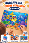 64 Parça Denizaltı Macerası Temalı Puzzle Çocuk Eğitici Yapboz Oyunu 27,5x19,5 Cm