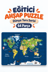64 Parça Dünya Turu Temalı Puzzle Çocuk Eğitici Yapboz Oyunu 27,5x19,5 Cm 