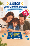 64 Parça Dünya Turu Temalı Puzzle Çocuk Eğitici Yapboz Oyunu 27,5x19,5 Cm 