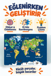 64 Parça Dünya Turu Temalı Puzzle Çocuk Eğitici Yapboz Oyunu 27,5x19,5 Cm 