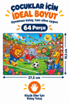 64 Parça Neşeli Futbolcular Temalı Puzzle Çocuk Eğitici Yapboz Oyunu 27,5x19,5 Cm 