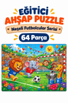 64 Parça Neşeli Futbolcular Temalı Puzzle Çocuk Eğitici Yapboz Oyunu 27,5x19,5 Cm 