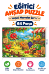 64 Parça Neşeli Meyveler Temalı Puzzle Çocuk Eğitici Yapboz Oyunu 27,5x19,5 Cm