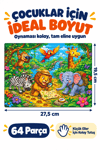 64 Parça Safari Kaşifler Temalı Puzzle Çocuk Eğitici Yapboz Oyunu 27,5x19,5 Cm 