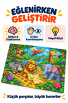 64 Parça Safari Kaşifler Temalı Puzzle Çocuk Eğitici Yapboz Oyunu 27,5x19,5 Cm 