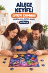 64 Parça Uzay Kaşifler Temalı Puzzle Çocuk Eğitici Yapboz Oyunu 27,5x19,5 Cm