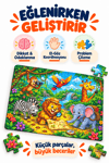 6'lı 64 Parça Puzzle Seti 27,5x19,5 cm Çocuk Eğitici Yapboz Oyunu – Futbol, Safari, Şato, Uzay, Meyve ve Denizaltı Temalı
