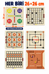 6'lı Ahşap Akıl, Zeka ve Strateji Oyun Seti – Reversi, Kızma Birader, Dama, Tic Tac Toe ve Koridor Oyunu