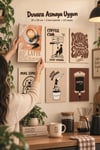 6'Lı Kahve Temalı Estetik Ahşap Duvar Dekoru 20x30 cm Modern Mutfak,Salon,Kafe Dekorasyonu Seti