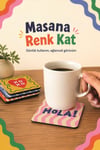 6'Lı MDF Bardak Altlığı Seti Saklama Kutulu Retro Temalı Renkli Desenli Dekoratif Bardak Altlığı Kutu Hediyeli