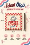 6'Lı MDF Bardak Altlığı Seti Saklama Kutulu Retro Coffe Time Temalı Renkli Desenli Dekoratif Bardak Altlığı Kutu Hediyeli