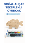 Ahşap Balık Oyuncak Doğal El Yapımı Boyanabilir Eğitici Oyuncak+6'lı Boya Seti Hediye