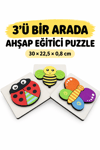 Ahşap Bultak 3’ü 1 Arada Eğitici Puzzle Seti – Çocuklar İçin Öğretici Sök Tak Ahşap Yapboz Oyuncak