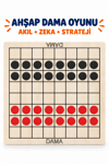 Ahşap Dama Oyunu – Çocuklar ve Yetişkinler İçin Eğitici Akıl, Zeka, Mantık ve Strateji Masa Oyunu