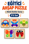 Ahşap Eğitici 3D Puzzle 5’li Set – 5 Parçalı Öğretici Ahşap Yapboz Oyuncak