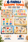 Ahşap Eğitici 6 Parçalı Puzzle Seti – Alfabe, Geometrik Şekiller, Çiftlik Hayvanları, Okyanus Canlıları ve Safari Hayvanları Yapboz Oyuncak