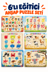 Ahşap Eğitici 6 Parçalı Puzzle Seti – Alfabe, Geometrik Şekiller, Çiftlik Hayvanları, Okyanus Canlıları ve Safari Hayvanları Yapboz Oyuncak